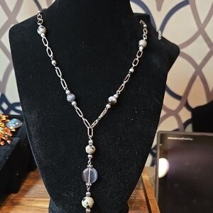 Lia Sophia Silver and Gray Beaded Necklace